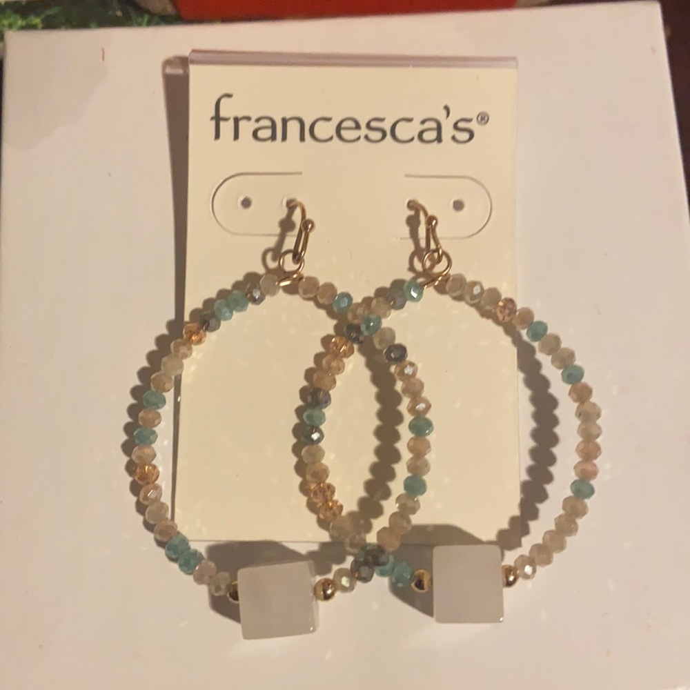 Francescas round cool toned sparkle earrings